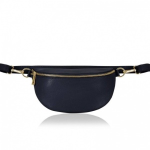 Leather Crossbody / Waist Bag - Navy
